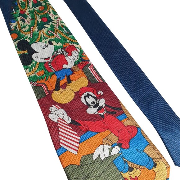 Vintage Disney Mickey Unlimited Goofy Christmas Necktie Holiday Gift Dad Cartoon - Picture 2 of 5